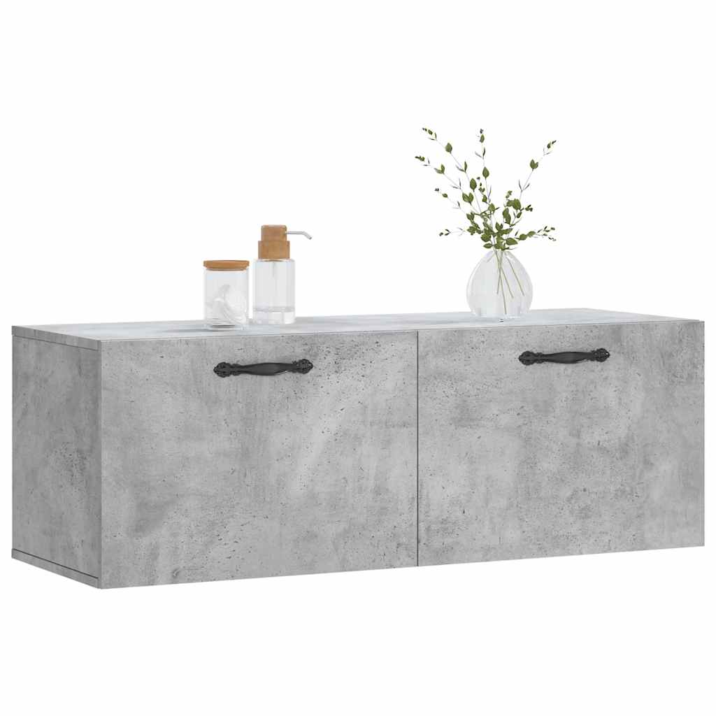 Mobile a Parete Grigio Cemento 100x36,5x35 cm Legno Multistrato