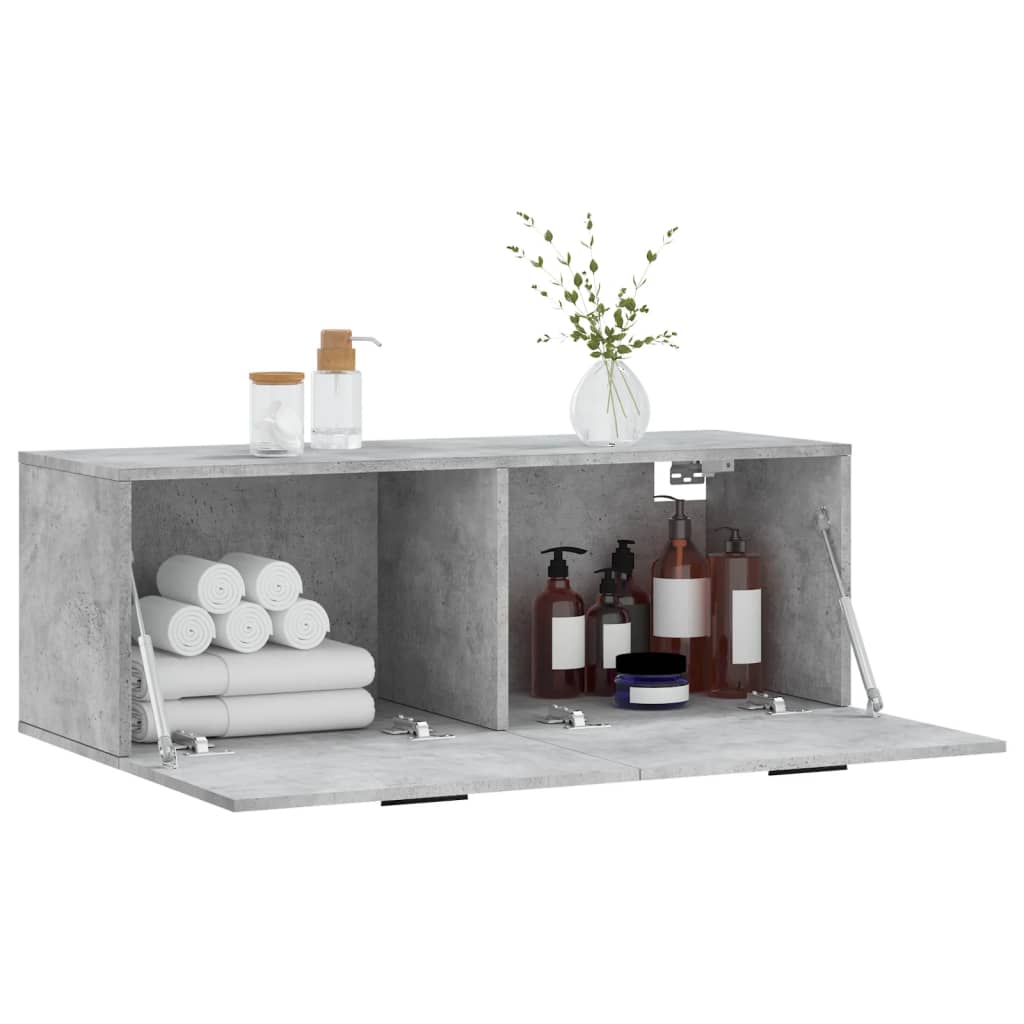 Mobile a Parete Grigio Cemento 100x36,5x35 cm Legno Multistrato