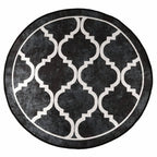 Tappeto Rotondo Lavabile Nero e Bianco Ø 120 cm in Velluto