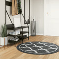 Tappeto Rotondo Lavabile Nero e Bianco Ø 120 cm in Velluto