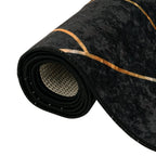 Tappeto Lavabile Nero e Oro 80x150 cm
