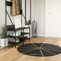 Tappeto Lavabile Nero e Oro Ø 120 cm