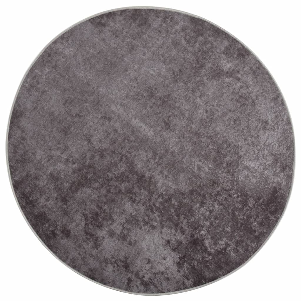 Tappeto Rotondo Lavabile Grigio Ø 200 cm in Velluto
