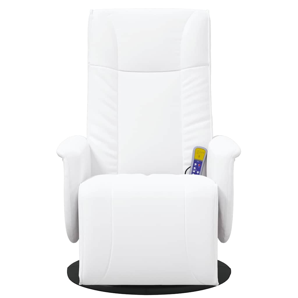 Poltrona Reclinabile Massaggiante Poggiapiedi Bianca Similpelle