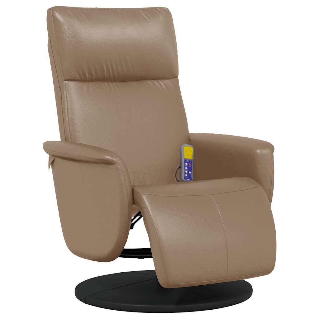 Poltrona Reclinabile Massaggi Poggiapiedi Cappuccino Similpelle