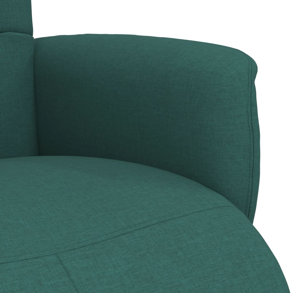 Poltrona Reclinabile con Poggiapiedi Verde Scuro in Tessuto