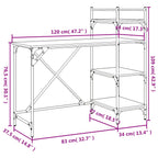 Scrivania per Computer con Scaffali Rovere Marrone 120x47x109cm