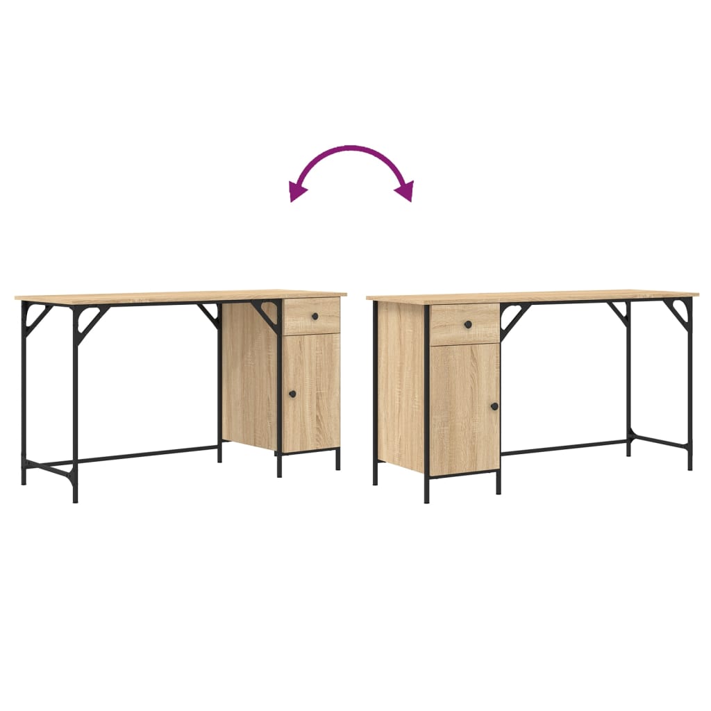 Scrivania Computer Rovere Sonoma 131x48x75 cm Legno Multistrato