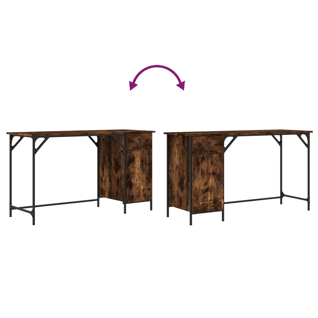 Scrivania Computer Rovere Fumo 131x48x75 cm Legno Multistrato