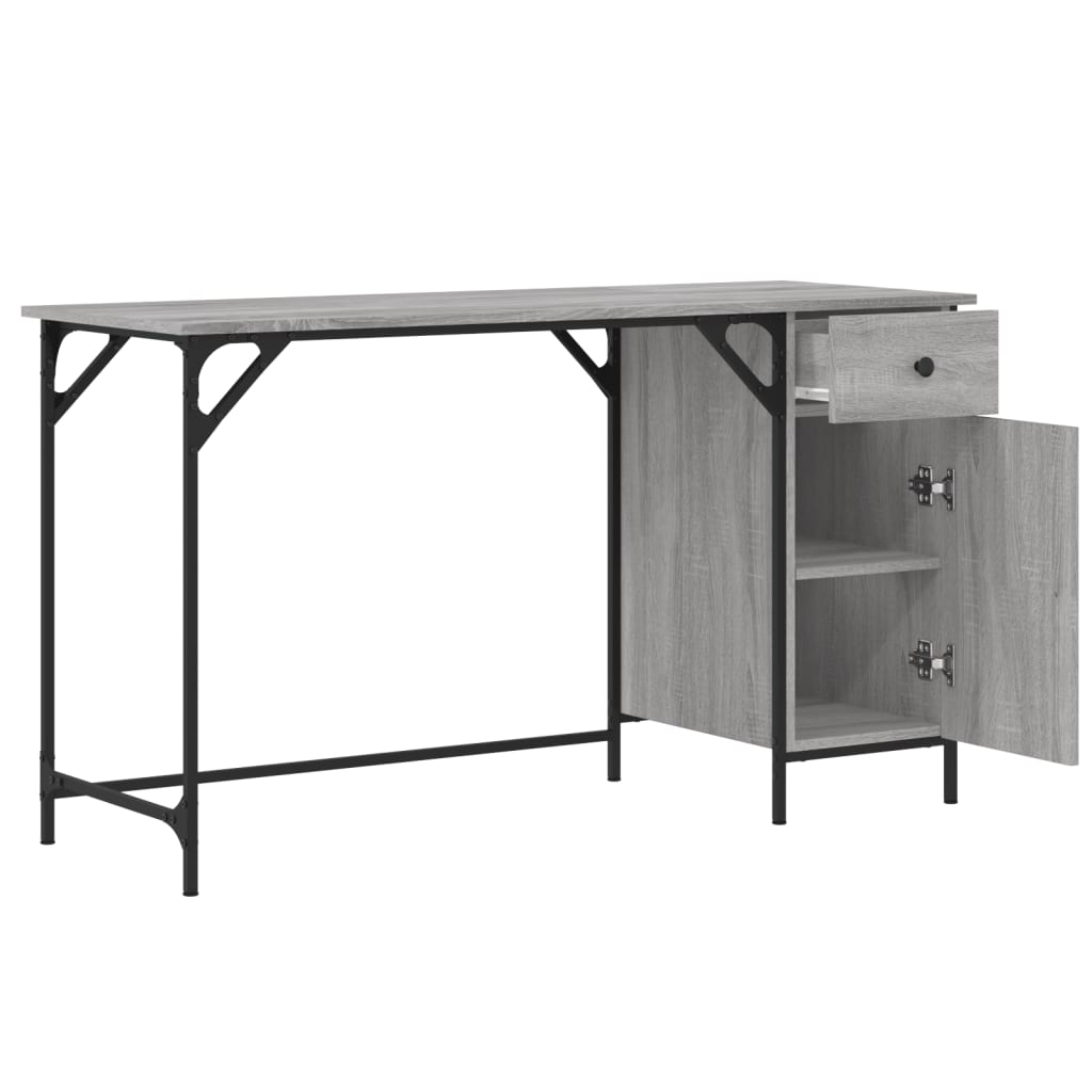 Scrivania Computer Grigio Sonoma 131x48x75 cm Legno Multistrato