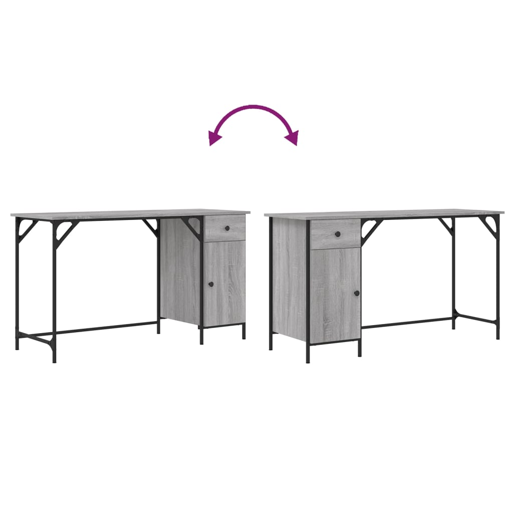 Scrivania Computer Grigio Sonoma 131x48x75 cm Legno Multistrato