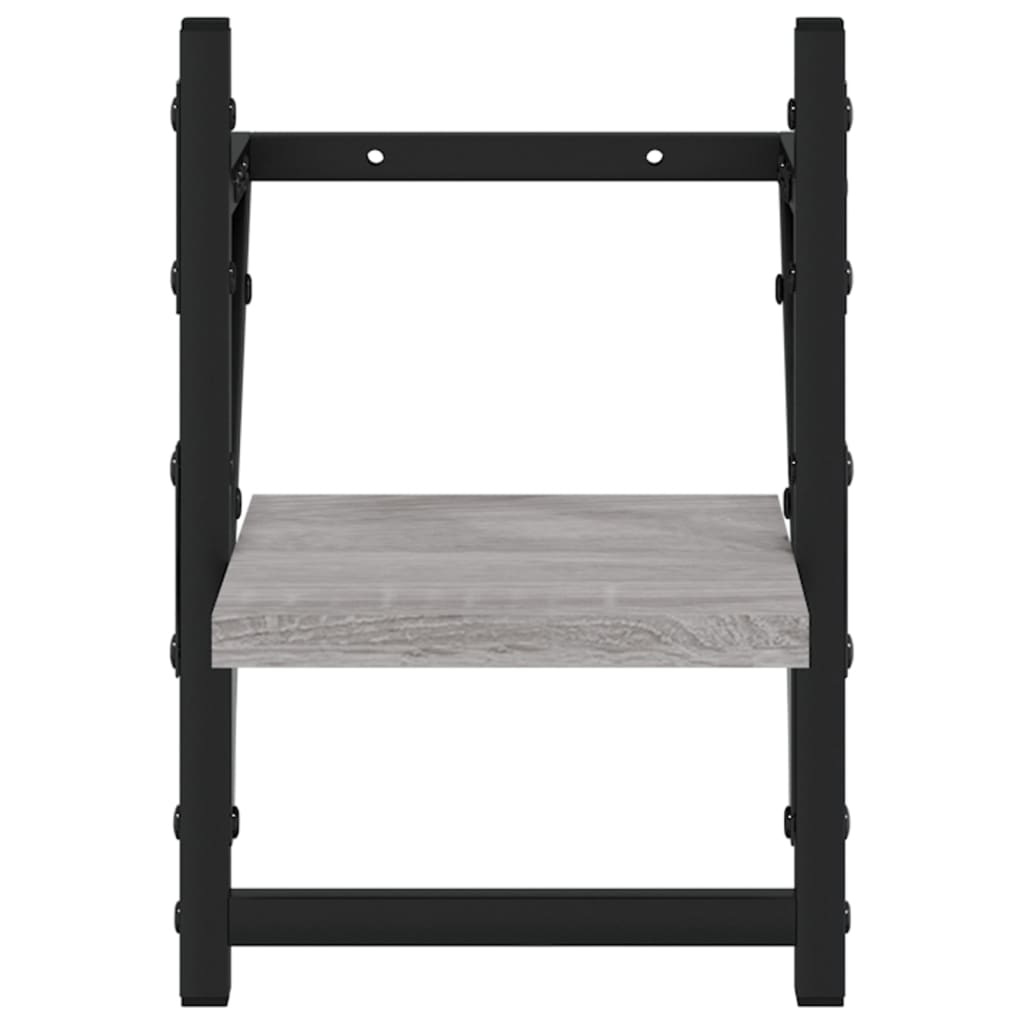 Mensole a Parete con Aste 2pz Grigio Sonoma 20x25x30 cm