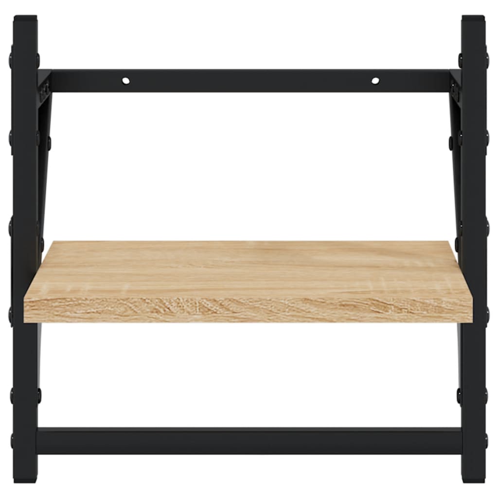 Mensole a Parete con Aste 2pz Rovere Sonoma 30x25x30 cm