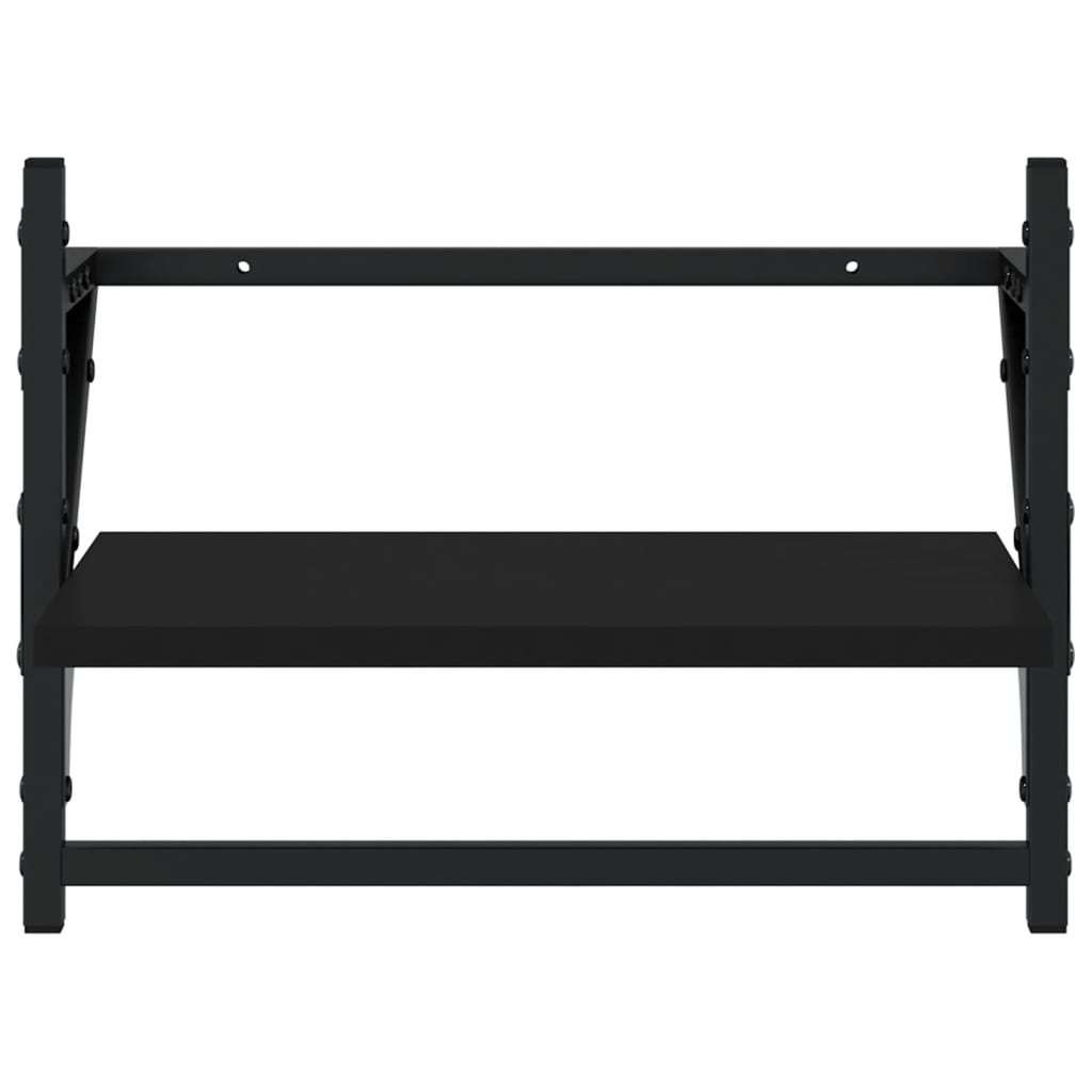Mensole da Parete con Aste 2 pz Nere 40x25x30 cm