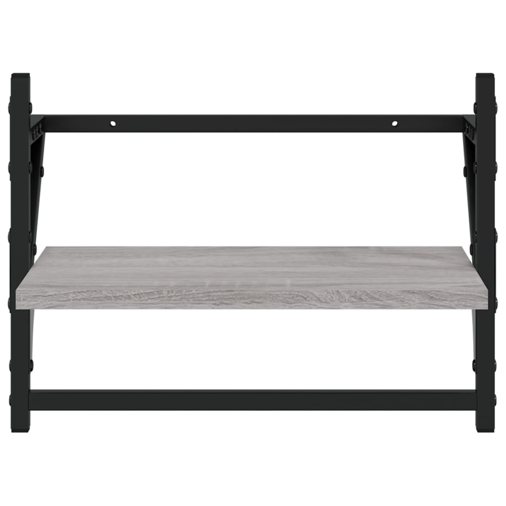 Mensole a Parete con Aste 2pz Grigio Sonoma 40x25x30 cm
