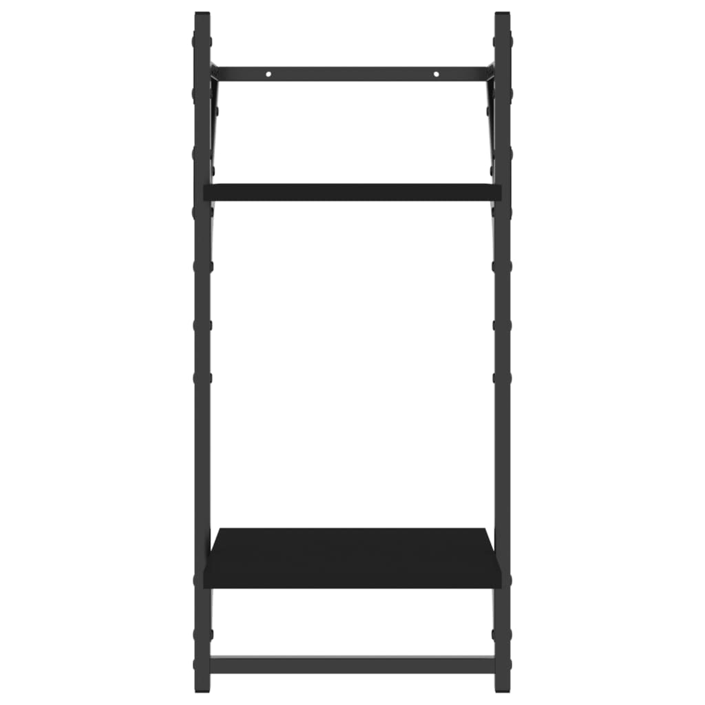Mensole da Parete 2 Livelli con Aste 2 pz Nere 30x25x65 cm