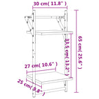 Mensole da Parete 2 Livelli con Aste 2 pz Nere 30x25x65 cm