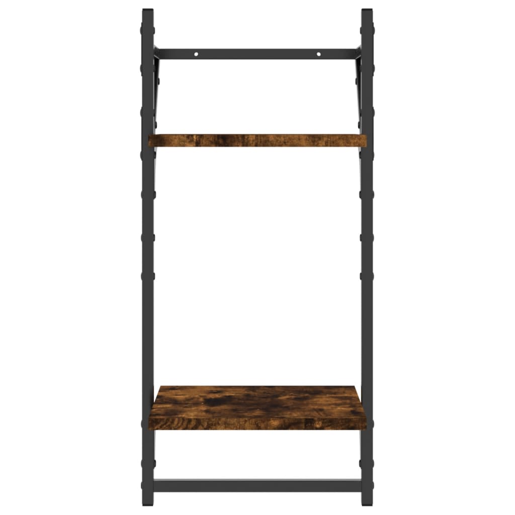 Mensole a Parete con Aste 2pz Rovere Fumo 30x25x65 cm