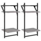 Mensole a Parete con Aste 2pz Grigio Sonoma 30x25x65 cm