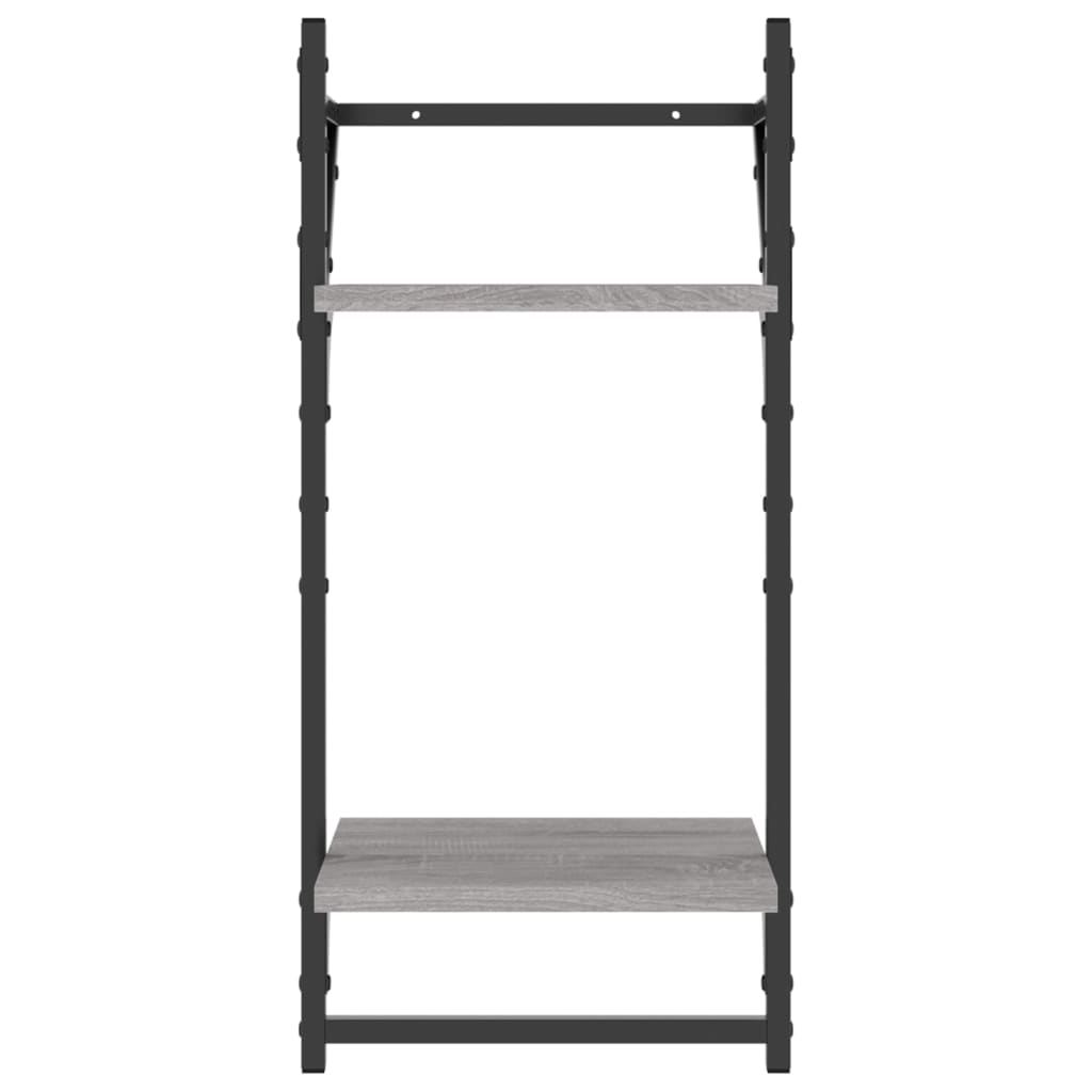 Mensole a Parete con Aste 2pz Grigio Sonoma 30x25x65 cm