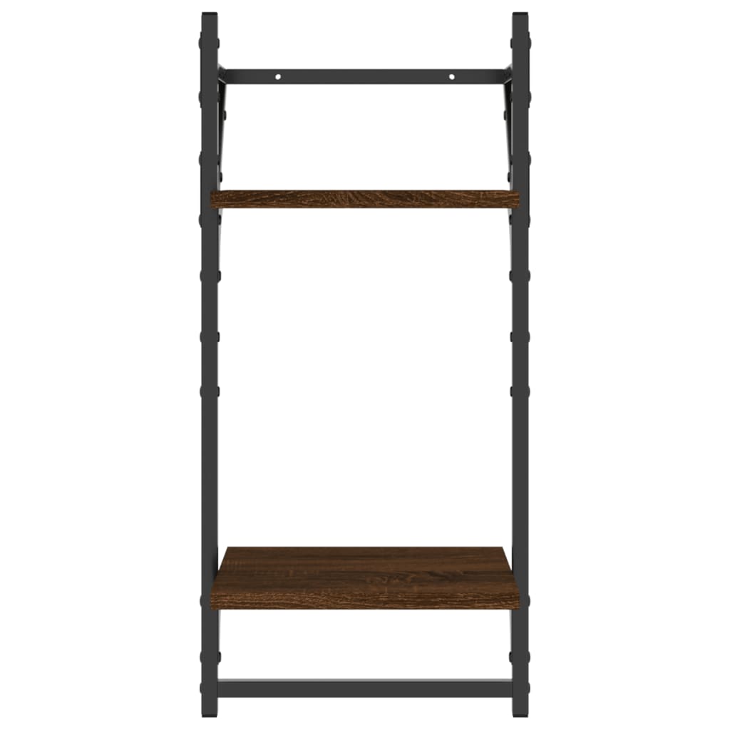 Mensole a Muro con Aste 2 Livelli 2pz Rovere Marrone 30x25x65cm