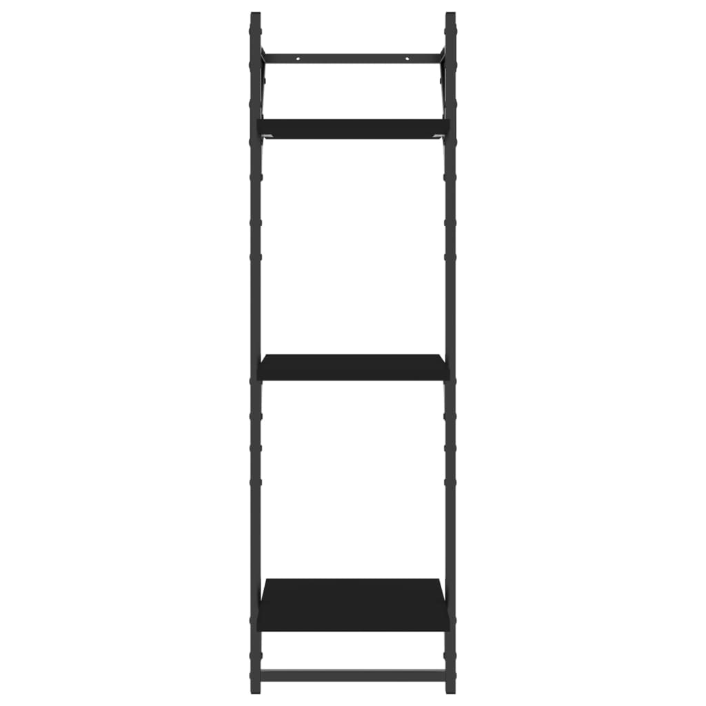 Mensole a Muro con Aste 3 Livelli 2pz Nere 30x25x100 cm