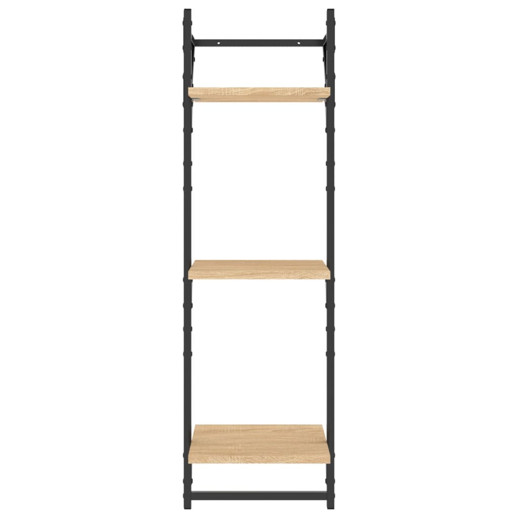 Mensole a Muro con Aste 3 Livelli 2pz Rovere Sonoma 30x25x100cm