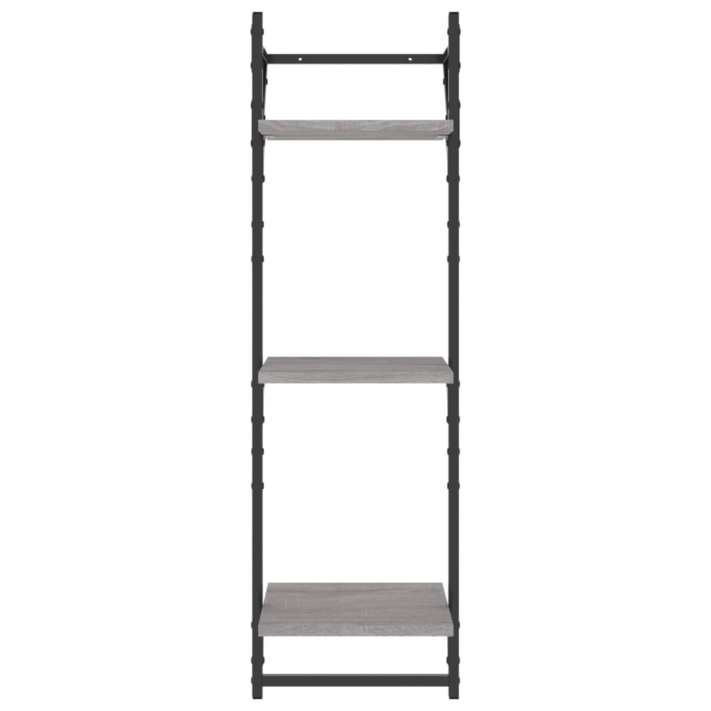 Mensole a Parete con Aste 2pz Grigio Sonoma 30x25x100 cm
