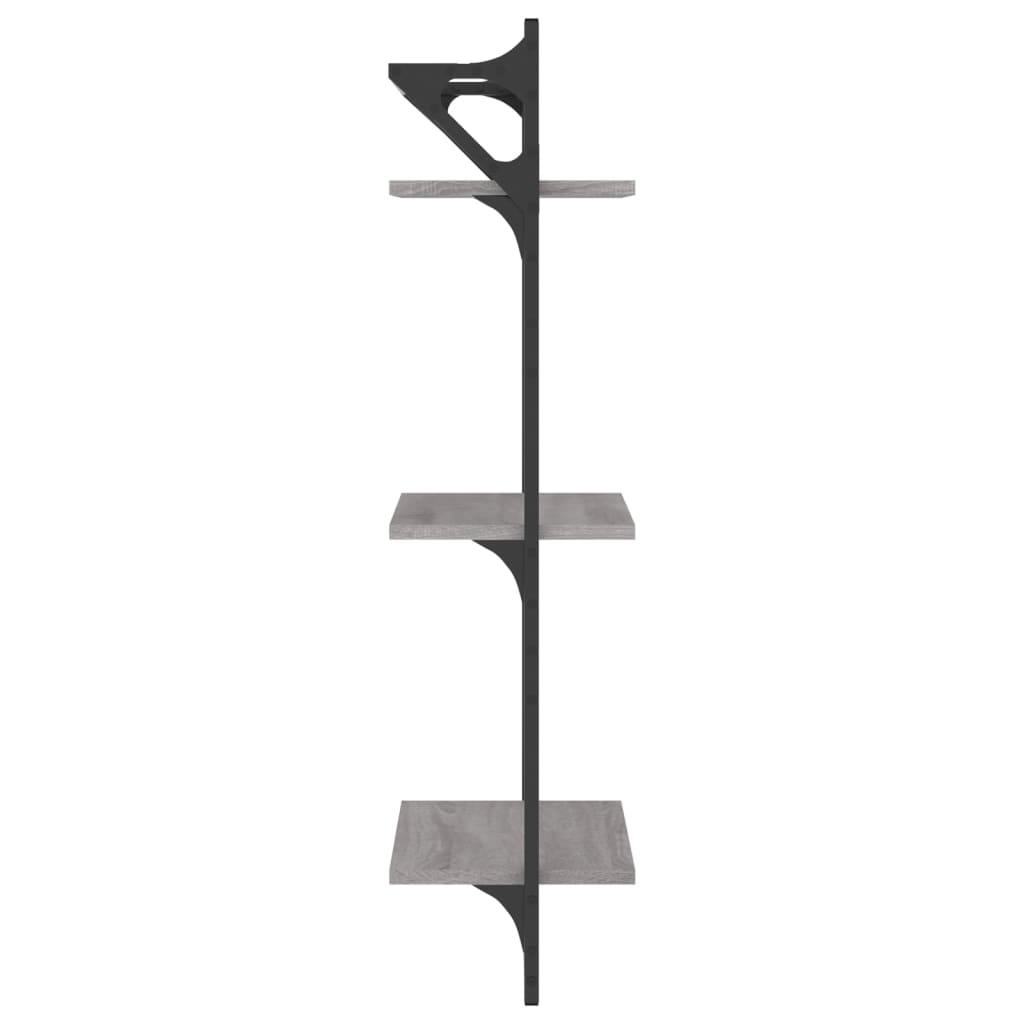 Mensole a Parete con Aste 2pz Grigio Sonoma 30x25x100 cm