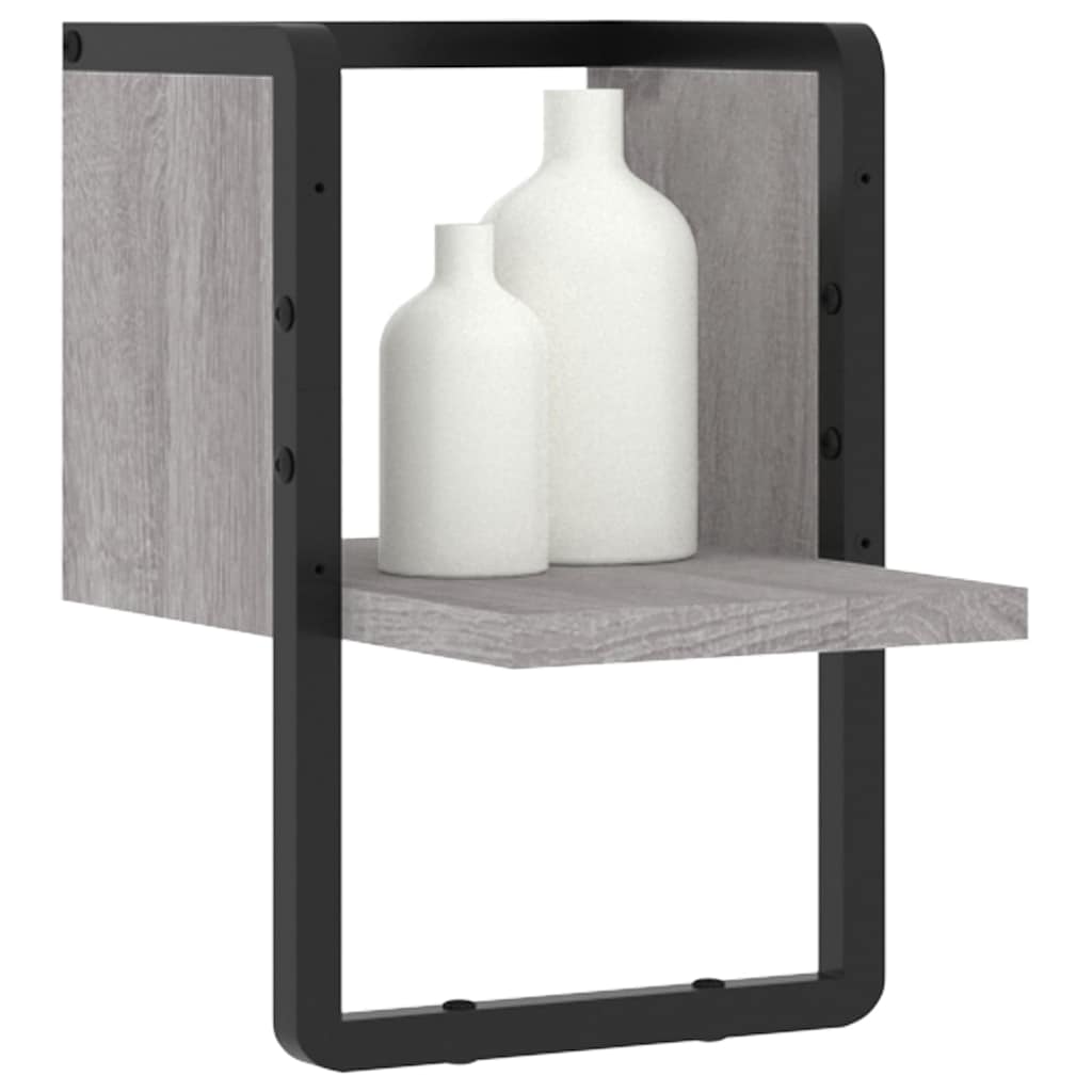 Mensola a Parete con Asta Grigio Sonoma 20x25x30 cm