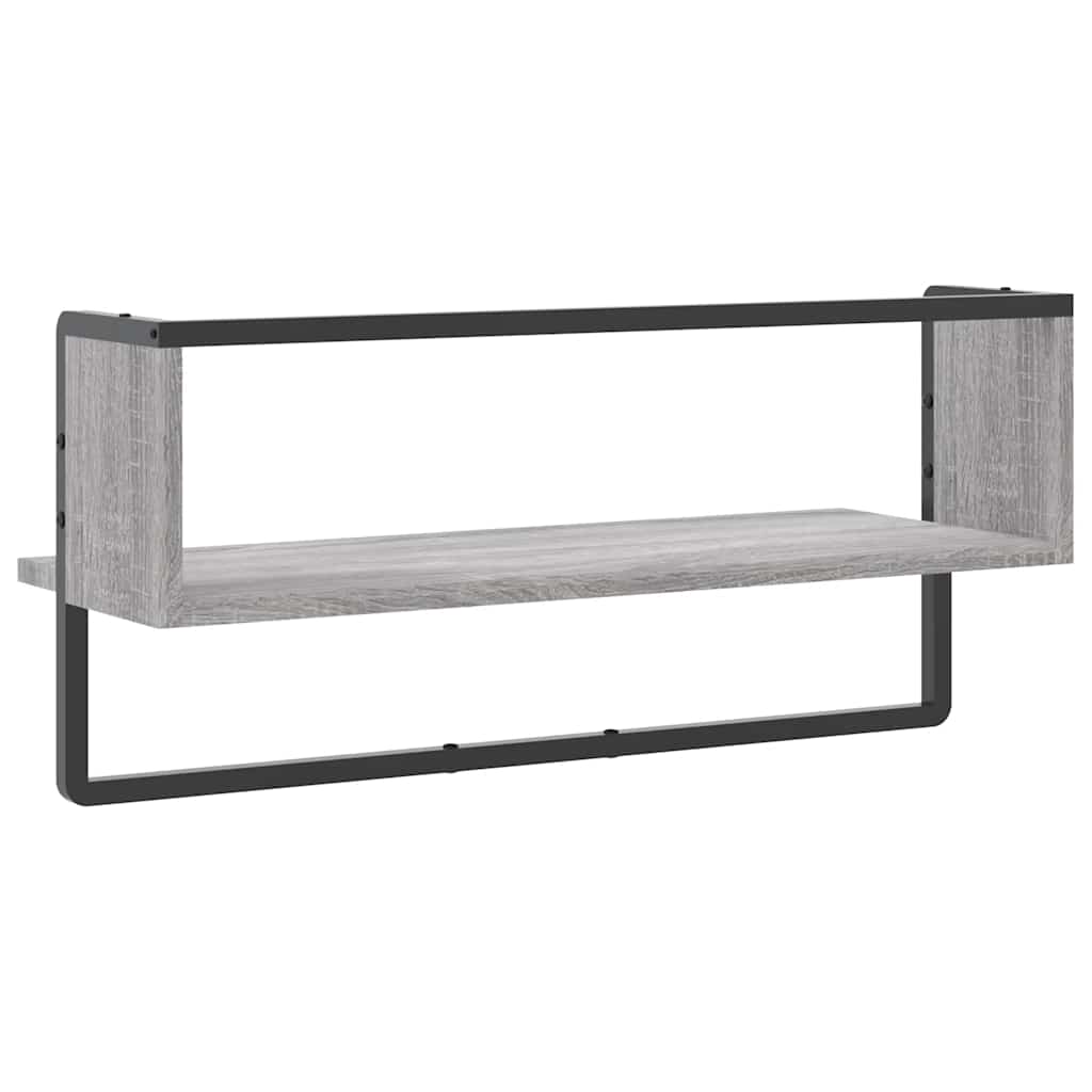 Mensola a Parete con Asta Grigio Sonoma 65x25x30 cm