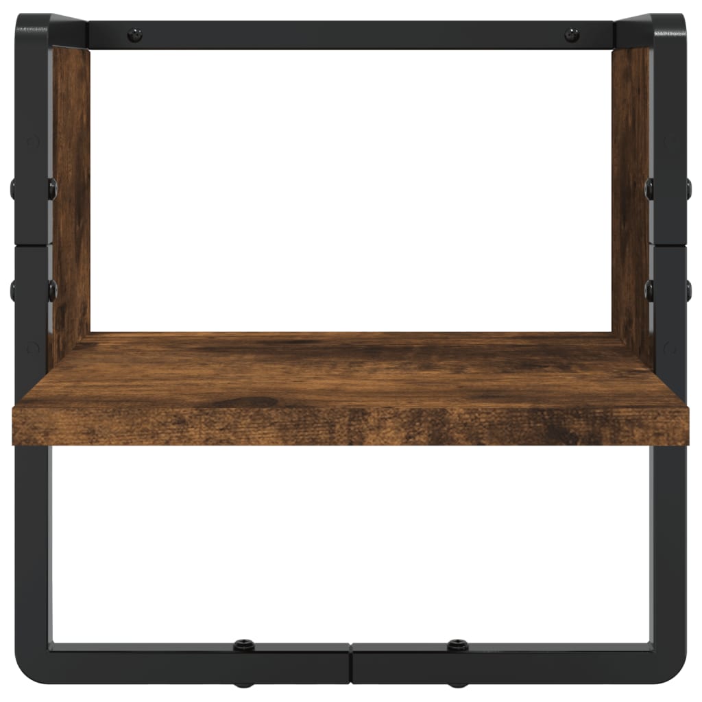 Set Mensole Parete con Aste 4pz Rovere Fumo Legno Multistrato