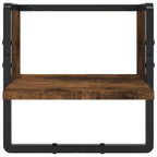 Set Mensole Parete con Aste 4pz Rovere Fumo Legno Multistrato