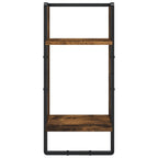 Set Mensole Parete con Aste 4pz Rovere Fumo Legno Multistrato