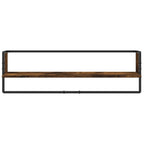 Set Mensole Parete con Aste 6pz Rovere Fumo Legno Multistrato