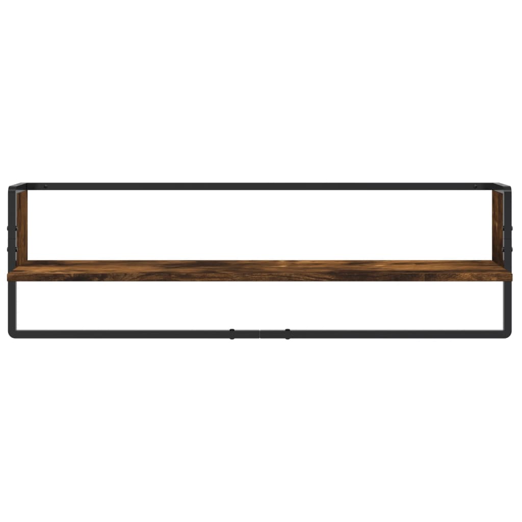 Set Mensole Parete con Aste 6pz Rovere Fumo Legno Multistrato