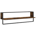 Set Mensole Parete con Aste 6pz Rovere Fumo Legno Multistrato