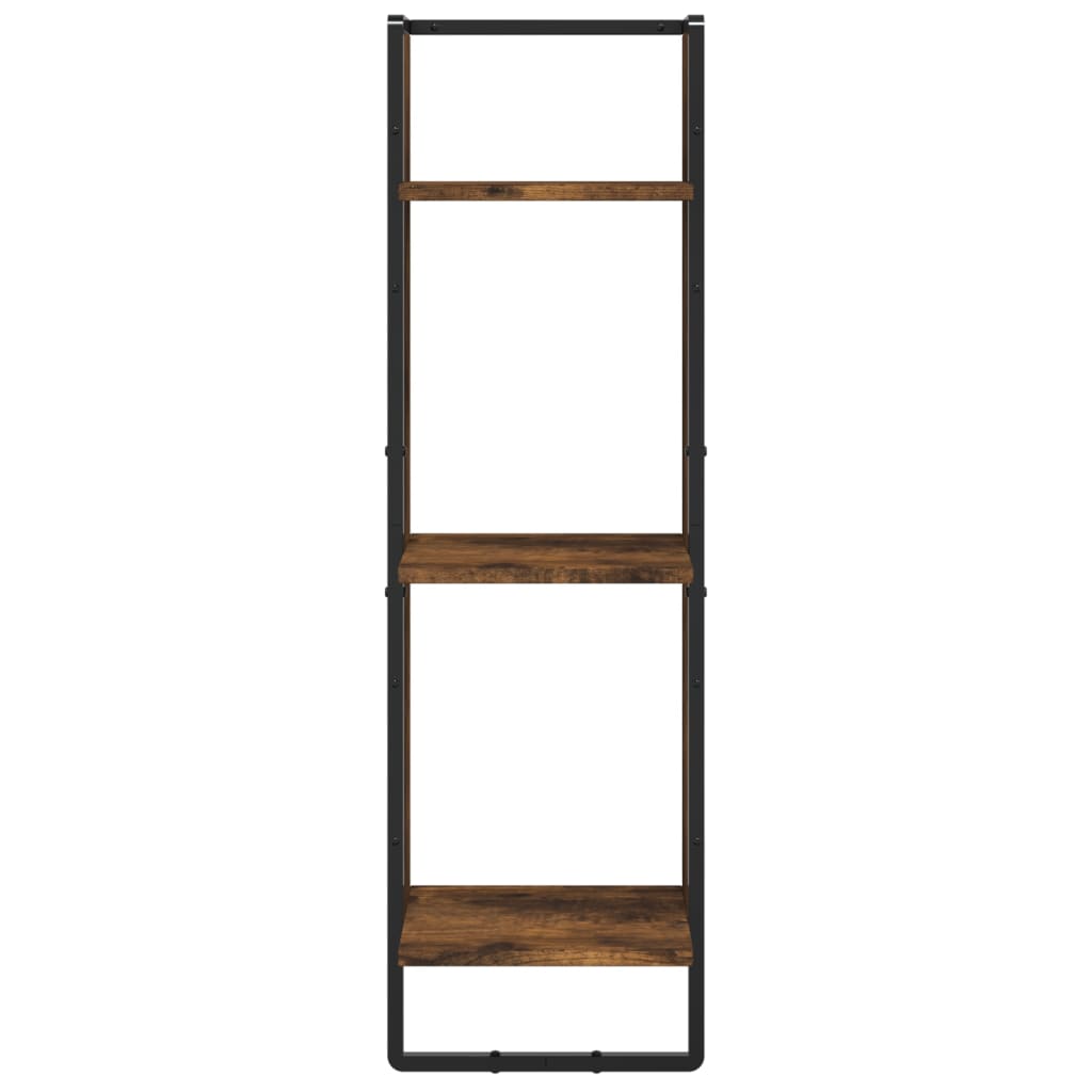 Set Mensole Parete con Aste 6pz Rovere Fumo Legno Multistrato