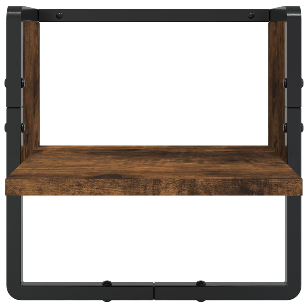Set Mensole Parete con Aste 6pz Rovere Fumo Legno Multistrato