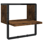 Set Mensole Parete con Aste 6pz Rovere Fumo Legno Multistrato