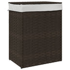 Cesto Biancheria Coperchio Marrone Scuro 46x33x60 cm Polyrattan
