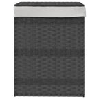 Cesto Portabiancheria Coperchio Grigio 46x33x60 cm Polyrattan