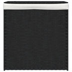 Cesto Portabiancheria 2 Sezioni Nero 53x35x57 cm Polyrattan