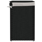 Cesto Portabiancheria 2 Sezioni Nero 53x35x57 cm Polyrattan