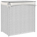 Cesto Portabiancheria 2 Sezioni Bianco 53x35x57 cm Polyrattan