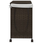 Cesto Portabiancheria Ruote Marrone Scuro 60x35x60,5 cm Rattan