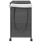 Cesto Portabiancheria con Ruote Grigio 60x35x60,5 cm Rattan