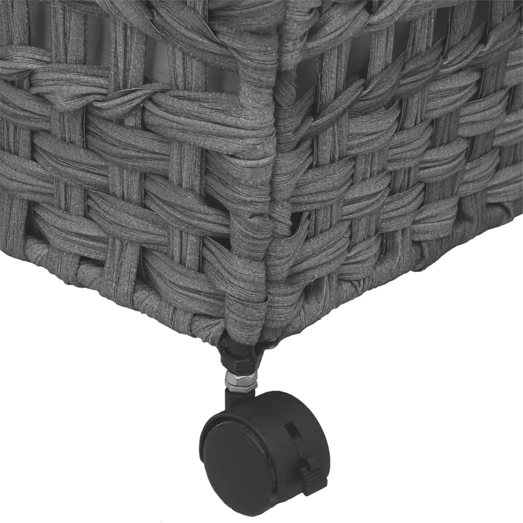 Cesto Portabiancheria con Ruote Grigio 66x35x60 cm Rattan