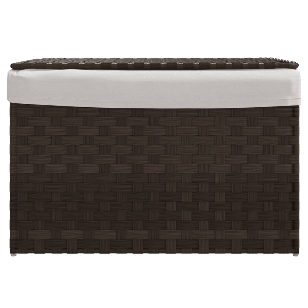 Cesto Biancheria Coperchio Marrone Scuro 55,5x35x34 Polyrattan