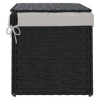 Cesto Portabiancheria Coperchio Nero 55,5x35x34 cm Polyrattan